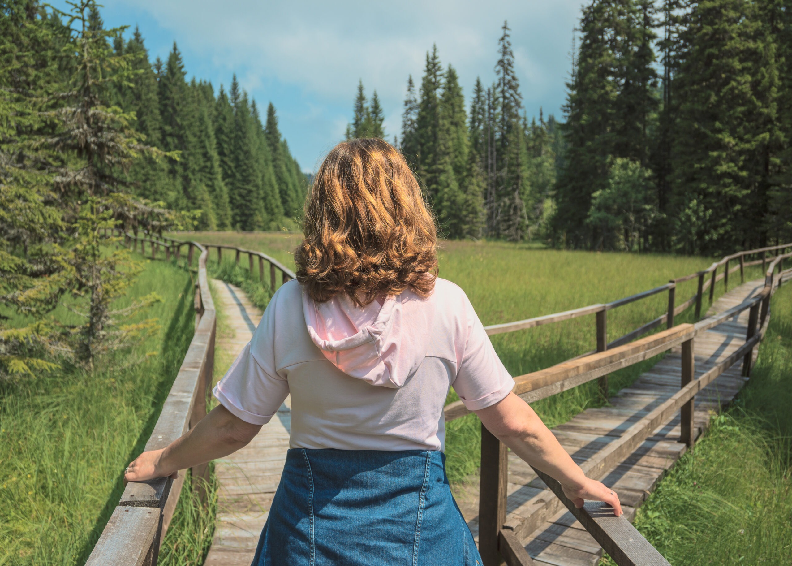 Girl in decision for the right and a wrong way woman in addiction recovery